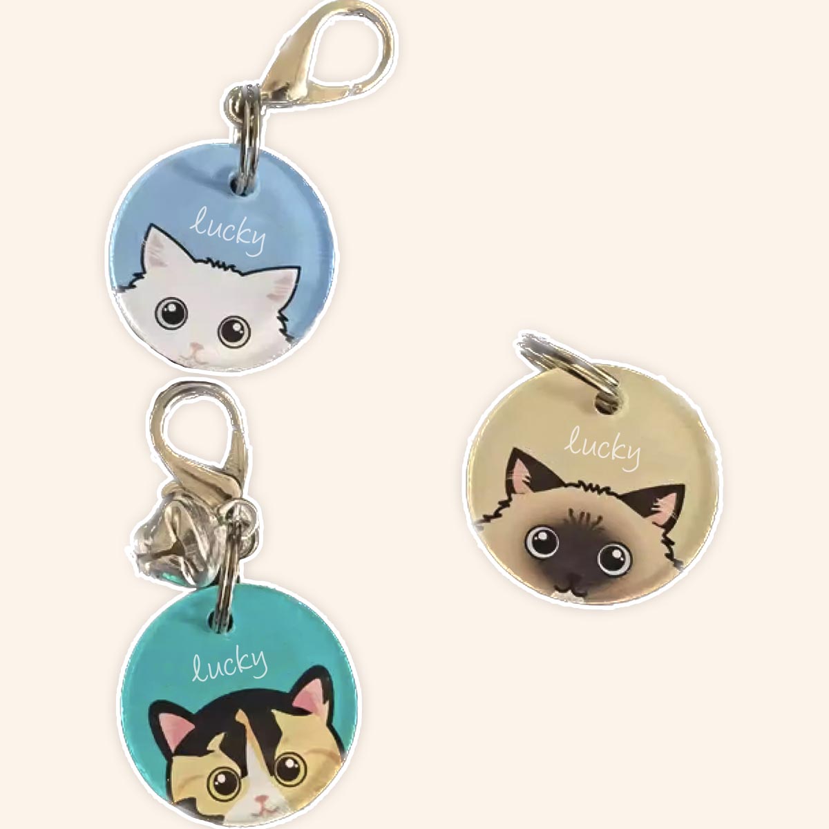 Personalized Custom Cartoon Photo And Text Pet Cat ID Tag